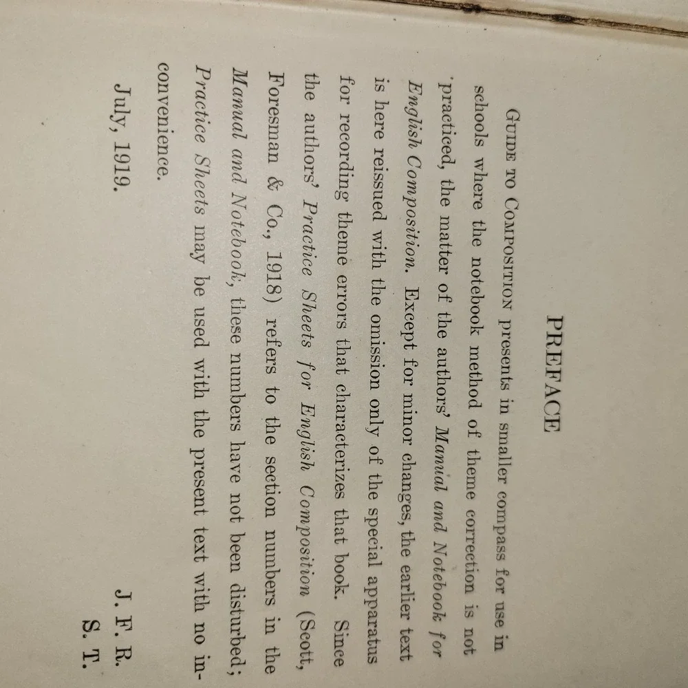 Antique 1919 Guide‎ to Composition Royser Thompson Scott Foresman Hardcover...